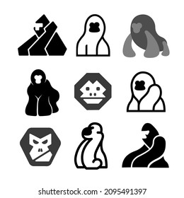 Gorillas abstract vector logo or icon template, sign or symbol.