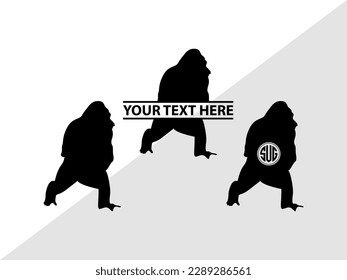 Gorillas Monogram Vector Illustration Silhouette