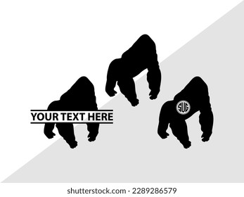 Gorillas Monogram Vector Illustration Silhouette