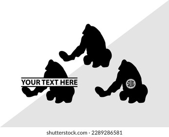 Gorillas Monogram Vector Illustration Silhouette