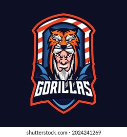 Gorillas with tiger hat character mascots