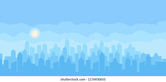 Gorizontal City skyline vector landscape.