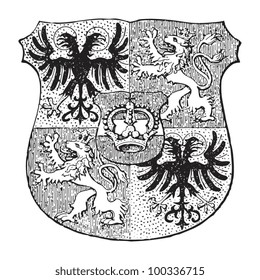 Gorlitz coat of arms (town in Germany) / vintage illustration from Meyers Konversations-Lexikon 1897