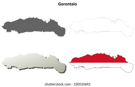 Gorontalo blank outline map set