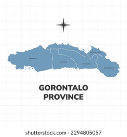 Gorontalo province map illustration. Map of the province in Indonesia