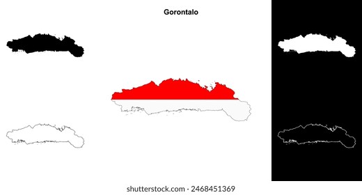 Gorontalo province outline map set