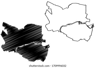 Gorzow Wielkopolski City (Republic of Poland, Lubusz Voivodeship) map vector illustration, scribble sketch City of Gorzow Wlkp. map