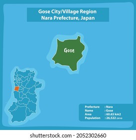 Gose City Village Region Nara Prefecture Map, Japan