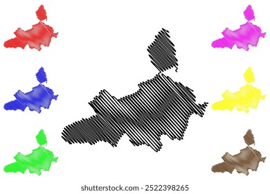 Gosgen District (Switzerland, Swiss Confederation, Canton of Solothurn or Soleure) map vector illustration, scribble sketch Bezirk Gösgen map