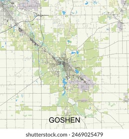 Goshen, Indiana, United States map poster art