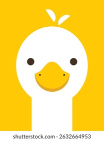 Gosling character. Cartoon cute face of animal for baby card, poster, baby shower invitation, nursery wall art, room decoration, printing on fabric. Flat vector illustration for applique, embroidery