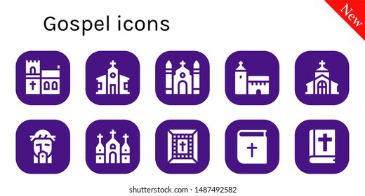 gospel icon set. 10 filled gospel icons.  Simple modern icons about  - Church, Jesus, Bible