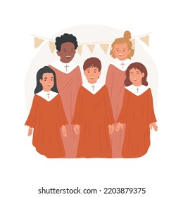 Gospel Music Class Isolated Cartoon Vector Illustration. Children Choir Singing, Gospel Music Lesson, Kids Worship Song, Religious Education, Private Catholic Sunday School Vector Cartoon.