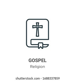 Gospel outline vector icon. Thin line black gospel icon, flat vector simple element illustration from editable religion concept isolated stroke on white background