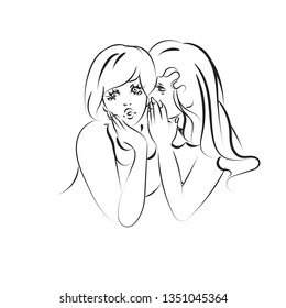 Gossip girls, discussion vector illustration two girls