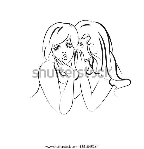 Gossip Girls Discussion Vector Illustration Two Stock Vector Royalty Free