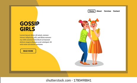 Gossip Girls Talking Secrets And Surprised Vector. Gossip Girls Whispering News To Ear. Young Woman Whisper Speak Something Friends. Gossiping Characters Communication Web Flat Cartoon Illustration