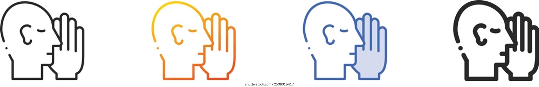 icono de chismes. Diseño lineal delgado, degradado, trazo azul y estilo audaz aislado sobre fondo blanco