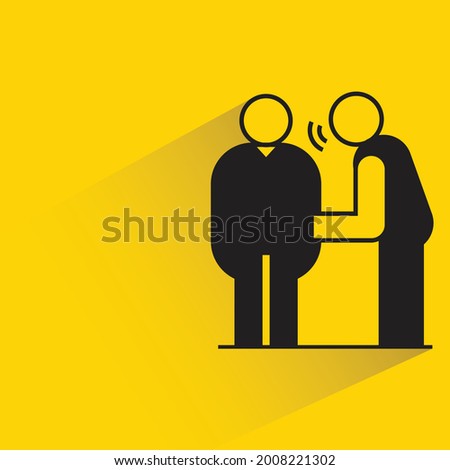 gossip people shadow on yellow background