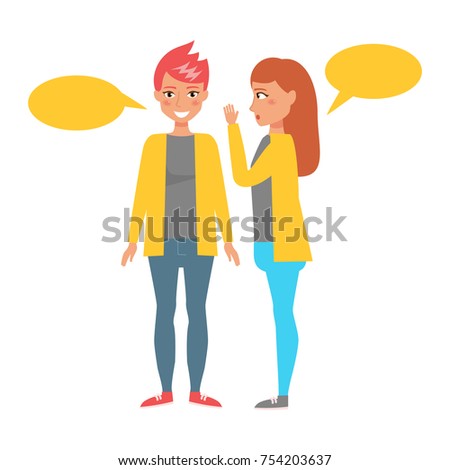 Gossip. Vector. Cartoon. Isolated art on white background. Flat
