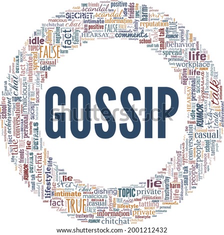 Gossip vector illustration word cloud isolated on a white background.