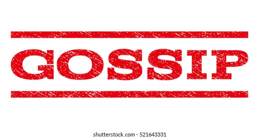 Gossip watermark stamp. Text tag between horizontal parallel lines with grunge design style. Rubber seal red stamp with scratched texture. Vector ink imprint on a white background.