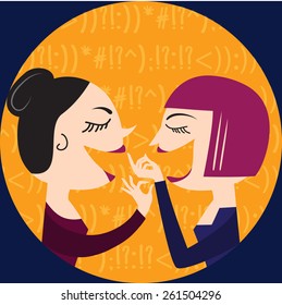 Gossiping Women, illustration in vector format