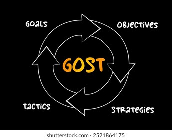 GOST (Goals, Objectives, Strategies, Tactics) Marketing Planning Framework zur Erstellung von Corporate Marketing-Plänen, Business Concept Cycle