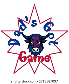 "“Dad’s Got Game” es un atrevido Vector de arte callejero con un búfalo en rojo y azul real. Esta obra de arte de estilo graffiti combina la energía deportiva con la creatividad urbana, ideal para prendas de vestir, carteles y logotipos.
"