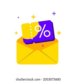 got a discount, coupon, voucher with envelope concept illustration flat design vector eps10. modern graphic element for landing page, empty state ui, infographic, icon