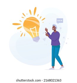 Tolle Idee mit hellgelbem Lamp Man Orange Yellow Color American African Concept Flat Illustration