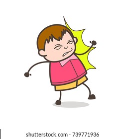 Got Hurt by Hit - Cute Cartoon Fat Kid Illustration