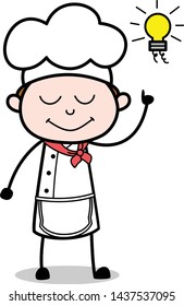 Got an Idea - Cartoon Waiter Male Chef Vector Illustration