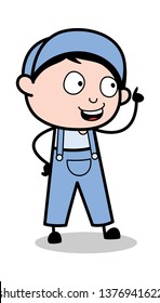 Got an Idea - Retro Repairman Cartoon Worker Vector Illustration