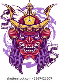 I got the inspiration for this design from a typical Japanese mask with a little combination of skulls