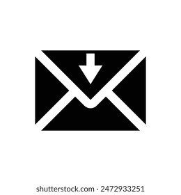 got the message letter envelope icon with down arrow for business economics office and web icon.