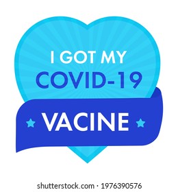 I got my covid19 vaccine. Heart-shaped sticker for printing