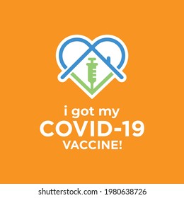 i got my covid-19 vaccine with house concept, vector template 