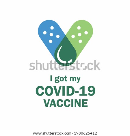 i got my covid-19 vaccine, letter V concept with bandage concept