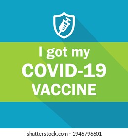 i got my covid-19 vaccine, shield concept, lettering template