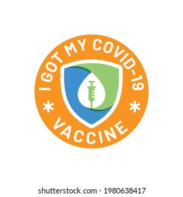 i got my covid-19 vaccine with shield concept, vector template round sticker