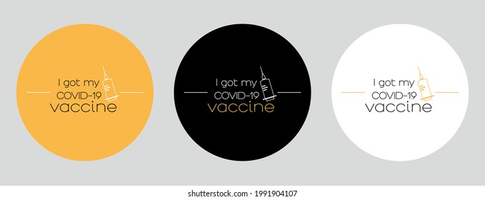 I got my covid-19 vaccine Stamps. Covid-19 vaccine. Flat vector logo.