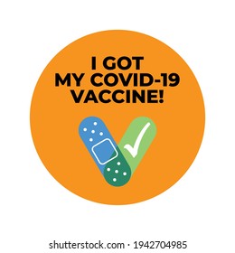 I Got My Covid-19 Vaccine Sticker Label Vector Of Vaccinated People Isolated On White