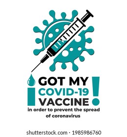 I got my covid-19 vaccine. Vector template on transparent background