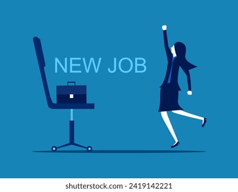 Got a new job. Businesswoman delighted with new office chair 