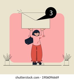 Got Notification of text Message Flat Illustration
