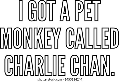 I got a pet monkey called Charlie Chan