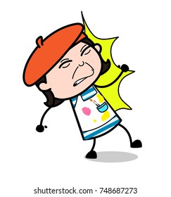 Got Punch on Face - Cartoon Artist Vector Illustration