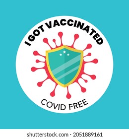 I got vaccinated covid free banner. Vector illustration