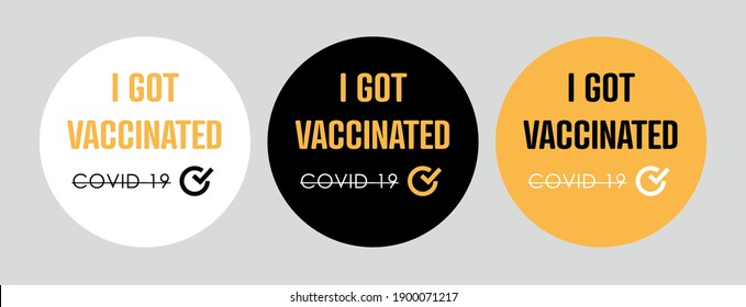 I got vaccinated Stamps. Covid-19 vaccine. Flat vector logo.